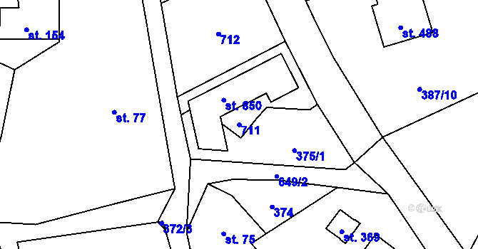 Parcela st. 711 v KÚ Štiřín, Katastrální mapa
