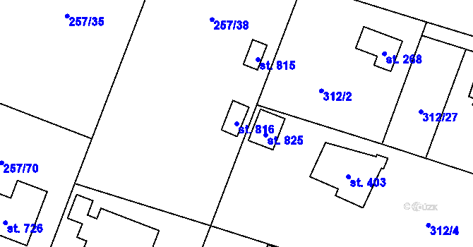 Parcela st. 816 v KÚ Štiřín, Katastrální mapa
