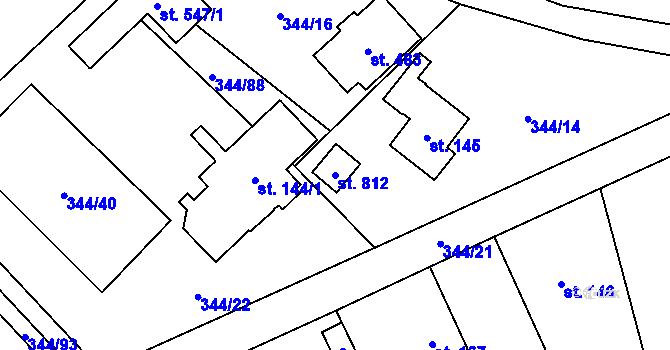 Parcela st. 812 v KÚ Štiřín, Katastrální mapa