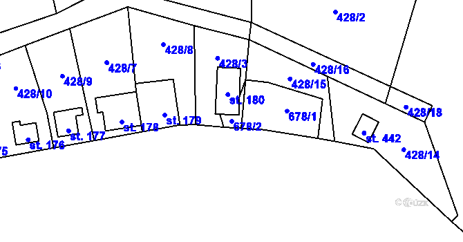 Parcela st. 678/2 v KÚ Štiřín, Katastrální mapa