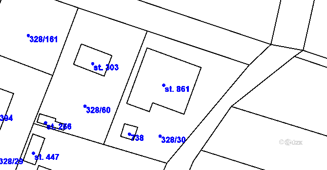 Parcela st. 861 v KÚ Štiřín, Katastrální mapa