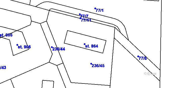 Parcela st. 864 v KÚ Štiřín, Katastrální mapa