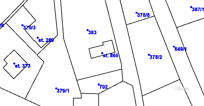 Parcela st. 865 v KÚ Štiřín, Katastrální mapa