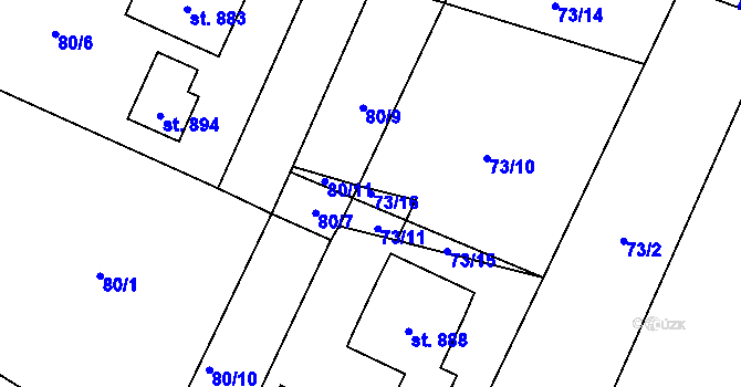 Parcela st. 73/16 v KÚ Štiřín, Katastrální mapa
