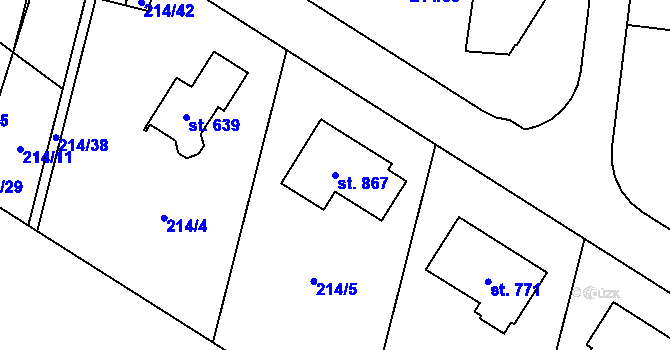 Parcela st. 867 v KÚ Štiřín, Katastrální mapa