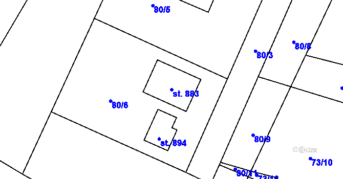Parcela st. 883 v KÚ Štiřín, Katastrální mapa