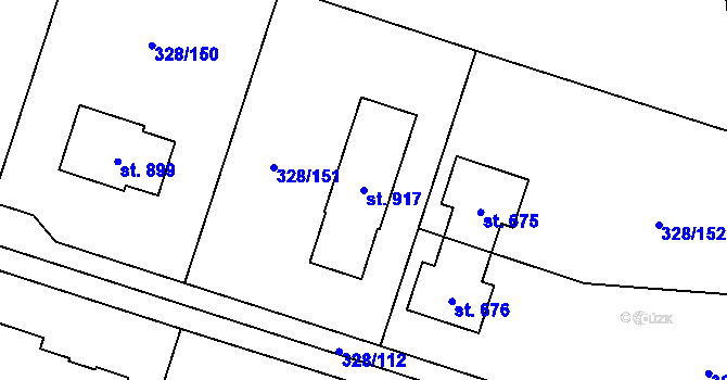 Parcela st. 917 v KÚ Štiřín, Katastrální mapa