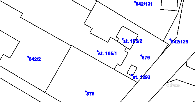 Parcela st. 105/1 v KÚ Těptín, Katastrální mapa