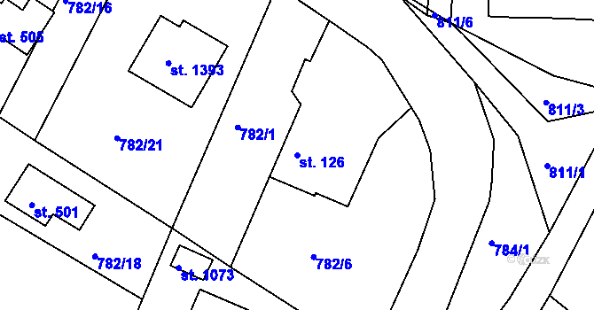 Parcela st. 126 v KÚ Těptín, Katastrální mapa