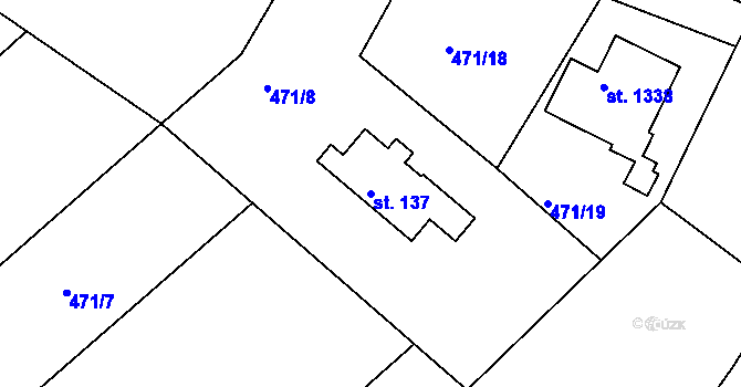 Parcela st. 137 v KÚ Těptín, Katastrální mapa