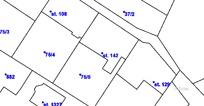 Parcela st. 142 v KÚ Těptín, Katastrální mapa