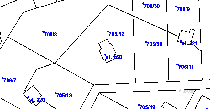 Parcela st. 168 v KÚ Těptín, Katastrální mapa