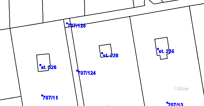 Parcela st. 228 v KÚ Těptín, Katastrální mapa