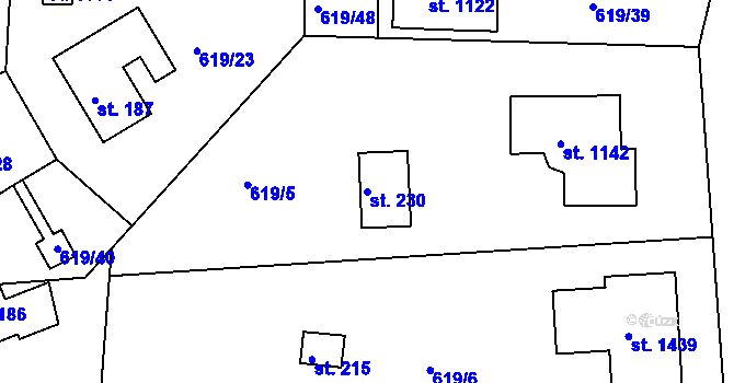 Parcela st. 230 v KÚ Těptín, Katastrální mapa