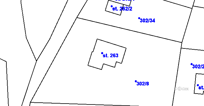 Parcela st. 263 v KÚ Těptín, Katastrální mapa