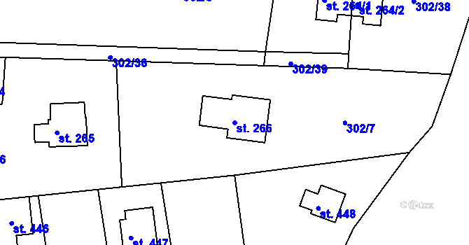 Parcela st. 266 v KÚ Těptín, Katastrální mapa