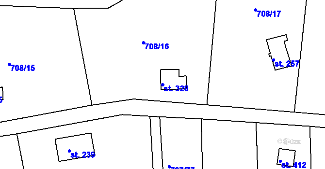 Parcela st. 328 v KÚ Těptín, Katastrální mapa