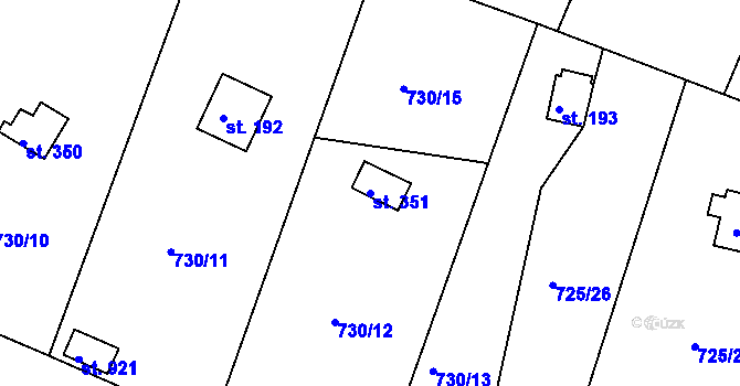 Parcela st. 351 v KÚ Těptín, Katastrální mapa