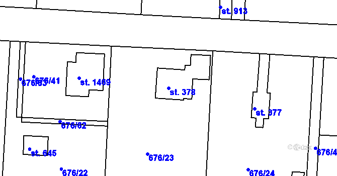 Parcela st. 378 v KÚ Těptín, Katastrální mapa