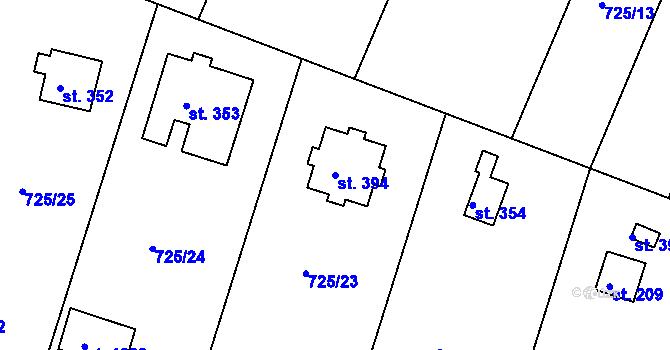 Parcela st. 394 v KÚ Těptín, Katastrální mapa