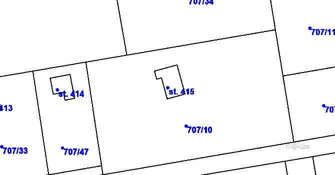 Parcela st. 415 v KÚ Těptín, Katastrální mapa