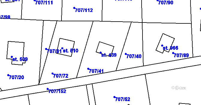 Parcela st. 439 v KÚ Těptín, Katastrální mapa