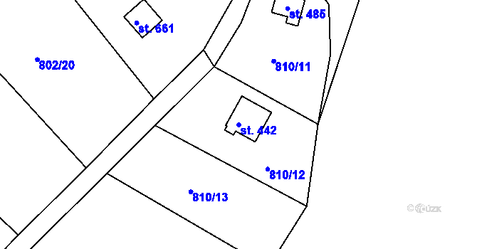 Parcela st. 442 v KÚ Těptín, Katastrální mapa