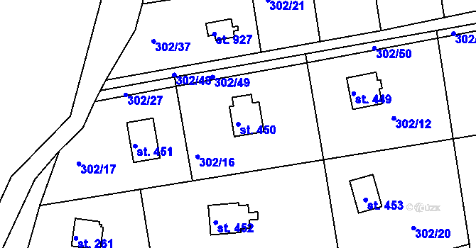 Parcela st. 450 v KÚ Těptín, Katastrální mapa