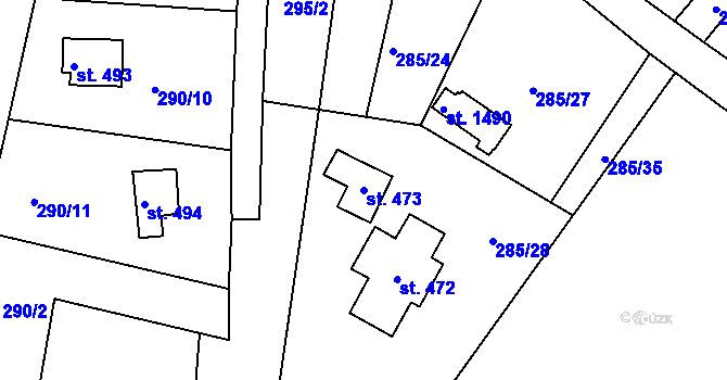 Parcela st. 473 v KÚ Těptín, Katastrální mapa