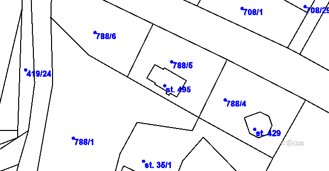 Parcela st. 495 v KÚ Těptín, Katastrální mapa