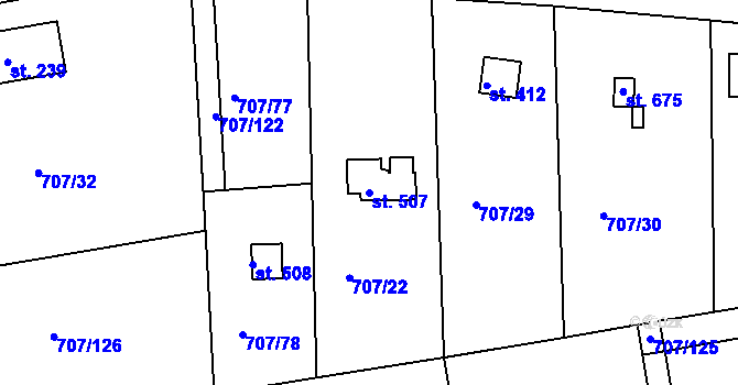Parcela st. 507 v KÚ Těptín, Katastrální mapa