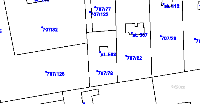 Parcela st. 508 v KÚ Těptín, Katastrální mapa