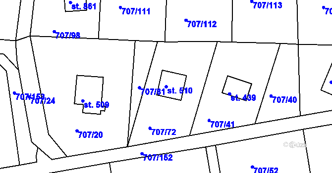 Parcela st. 510 v KÚ Těptín, Katastrální mapa
