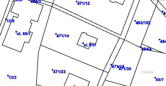 Parcela st. 617 v KÚ Těptín, Katastrální mapa