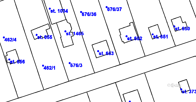 Parcela st. 653 v KÚ Těptín, Katastrální mapa