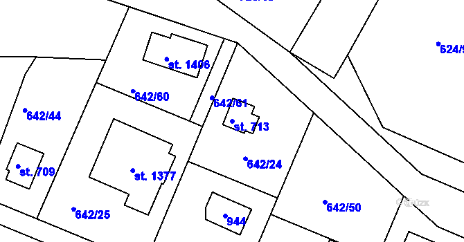 Parcela st. 713 v KÚ Těptín, Katastrální mapa