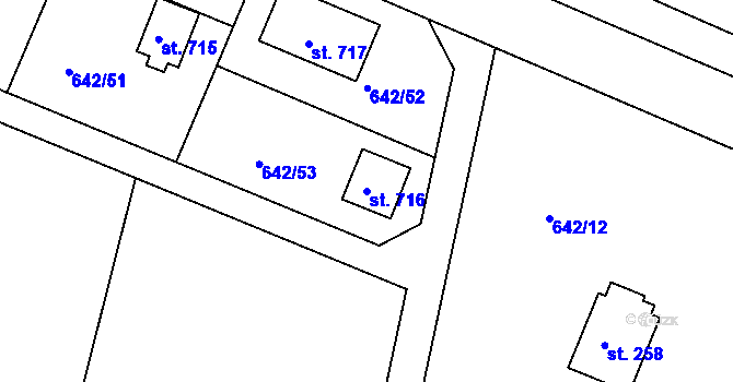 Parcela st. 716 v KÚ Těptín, Katastrální mapa