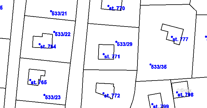 Parcela st. 771 v KÚ Těptín, Katastrální mapa