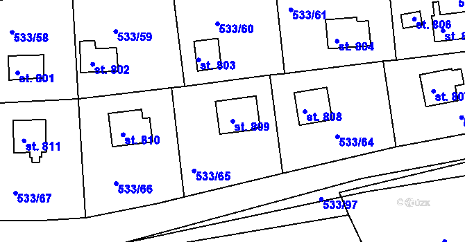 Parcela st. 809 v KÚ Těptín, Katastrální mapa