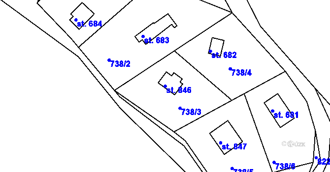 Parcela st. 846 v KÚ Těptín, Katastrální mapa