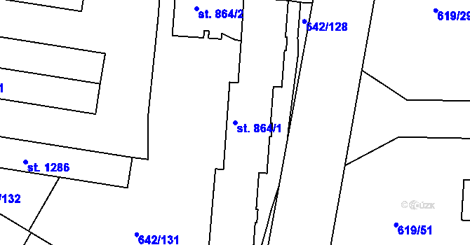 Parcela st. 864/1 v KÚ Těptín, Katastrální mapa