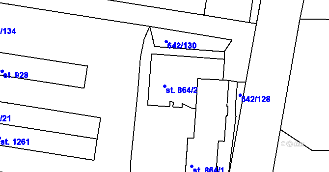 Parcela st. 864/2 v KÚ Těptín, Katastrální mapa