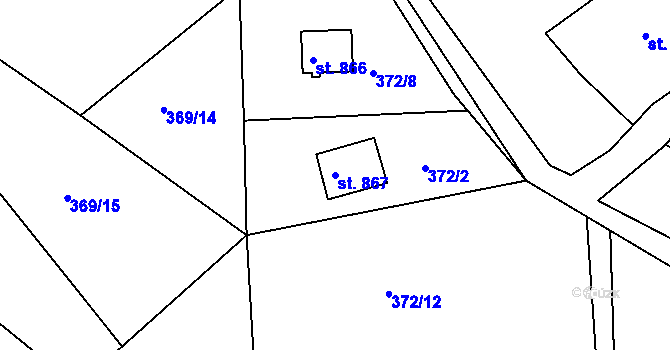 Parcela st. 867 v KÚ Těptín, Katastrální mapa