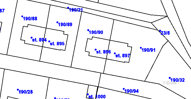 Parcela st. 896 v KÚ Těptín, Katastrální mapa