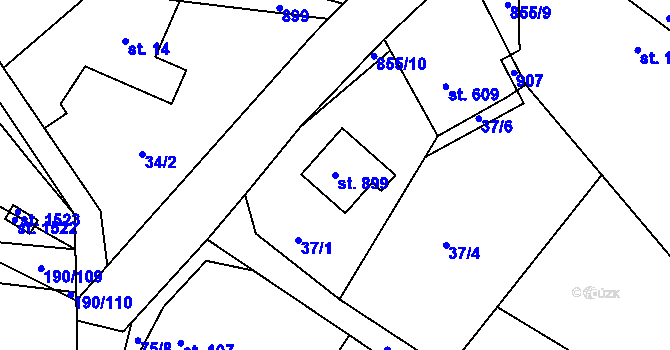 Parcela st. 899 v KÚ Těptín, Katastrální mapa