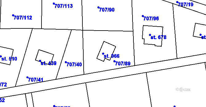 Parcela st. 966 v KÚ Těptín, Katastrální mapa