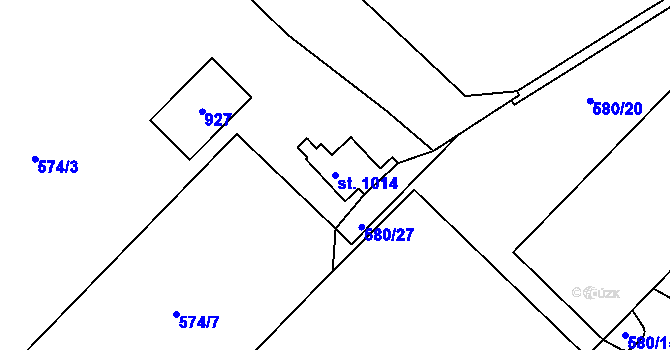 Parcela st. 1014 v KÚ Těptín, Katastrální mapa
