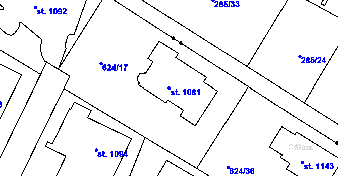 Parcela st. 1081 v KÚ Těptín, Katastrální mapa