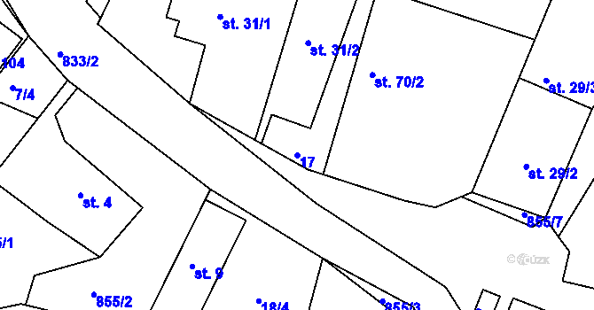 Parcela st. 17 v KÚ Těptín, Katastrální mapa