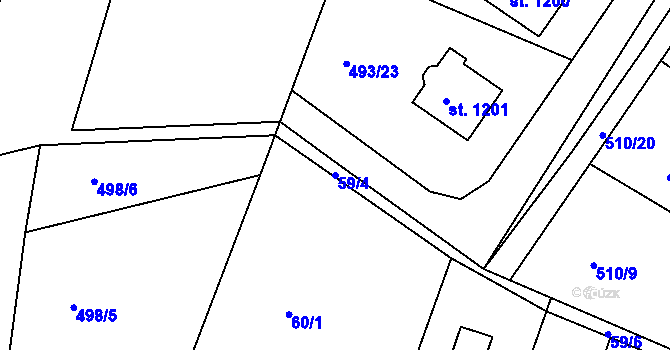 Parcela st. 59/4 v KÚ Těptín, Katastrální mapa